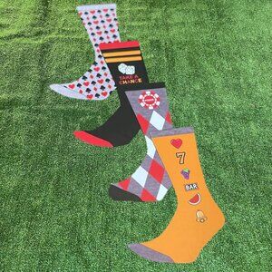 Casino Themed Gift Box 4 Pairs pack Jackpot Funny Rare Crew Socks Size 8-12 NEW